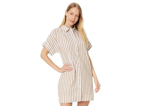 Collared Button-Front Mini Shirtdress in Stripe