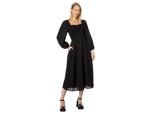 Emine - Long Sleeve Ruched Lucie Midi - Seersucker Stripe