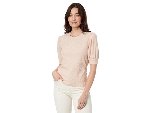 Swirl Knit Jacquard Puff 1/2 Sleeve Crew Top