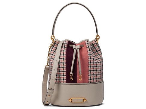 Gramercy Racing Stripe Plaid Twill Fabric Medium Bucket Bag