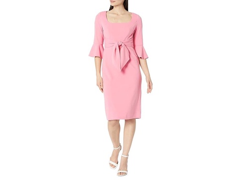 Stretch Crepe Bell Sleeve Dress with Scoop Neck & Tie Front