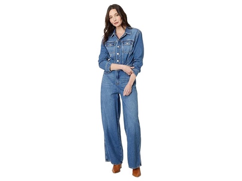 Denim Wide-Leg Coverall Jumpsuit in Byrne Wash