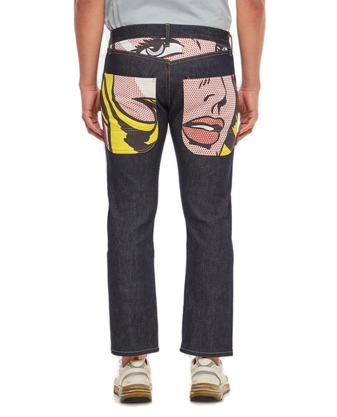 Junya Watanabe MAN Graphic Printed Straight Leg Jeans