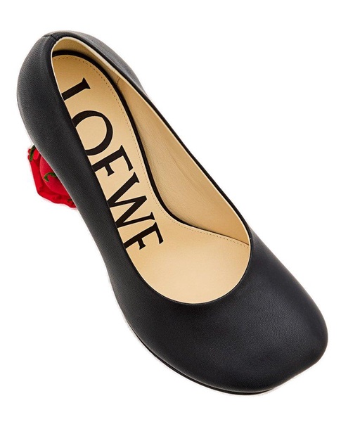 Loewe Rose Heel Square Toe Pumps