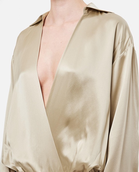 Silk Satin Shirt Bodysuit