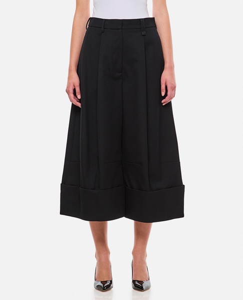 Wool Sculpted Cropped Wide Leg Trousers