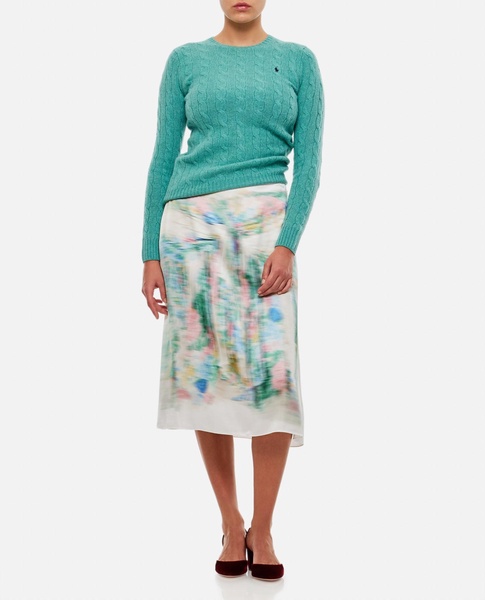 trompe l'oeil print A-line skirt