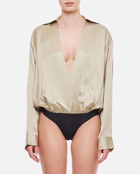 Silk Satin Shirt Bodysuit