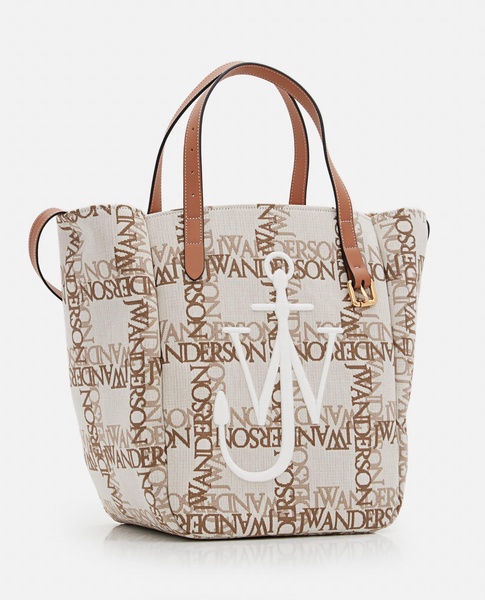 Double Logo Print Canvas Tote Bag