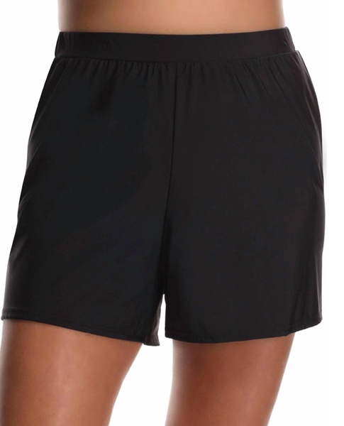 plus size loose swim shorts in black