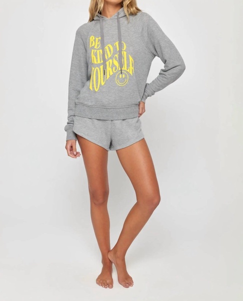 be kind to yourself crop hoodie in heather ash