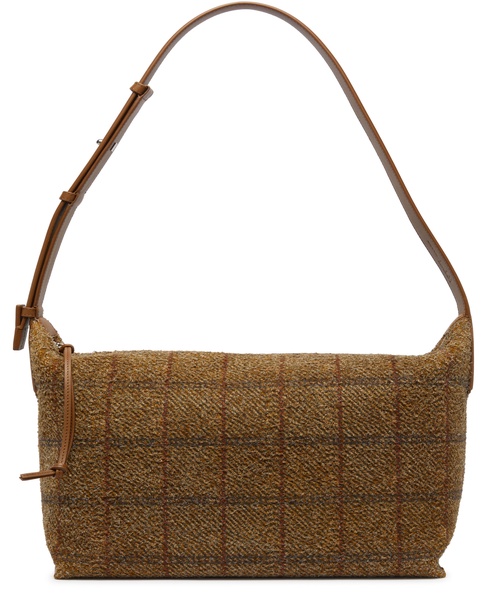 Cubi shoulder bag in brushed suede with tartan pattern