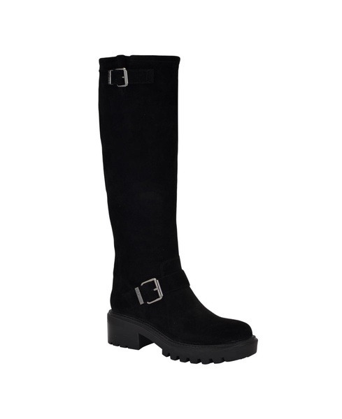 Women's Lenni Knee High Suede Lug Sole Buckle Riding Boots