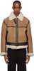 Tan Paneled Shearling Jacket