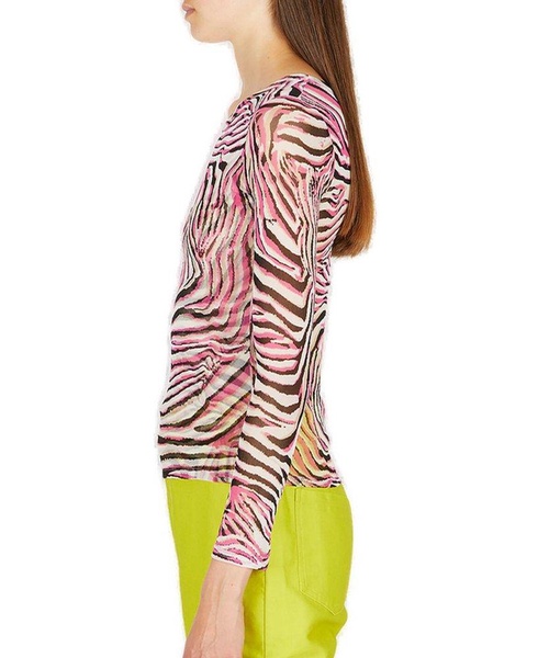 Collina Strada Cardio Animal Printed Mock Neck Top