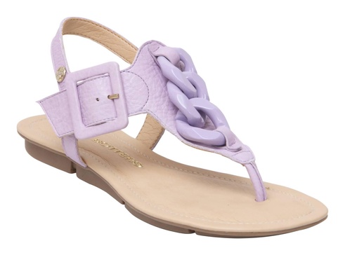 women couro chain link t-strap sandal in lilac