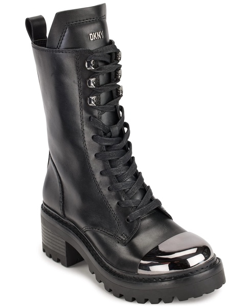 DKNY Women's Barnett Metal Cap Toe Combat Boot