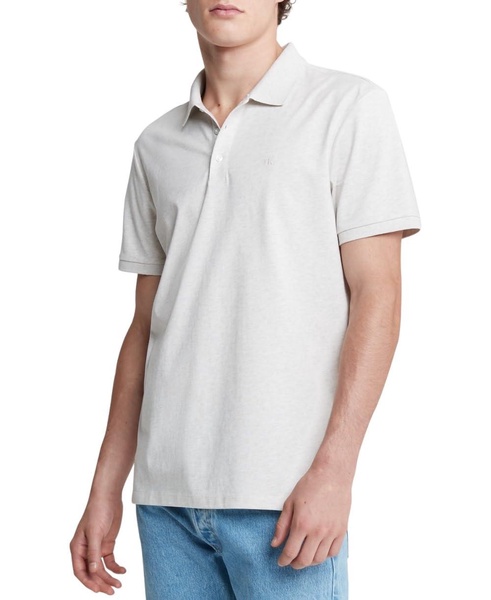 Calvin Klein Men's Smooth Cotton Monogram Logo Polo Shirt