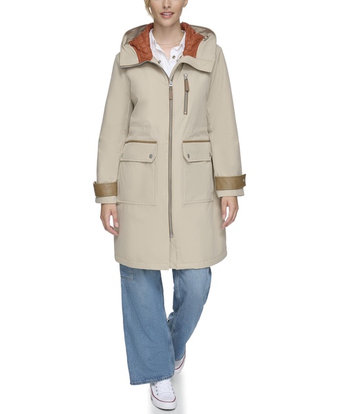 Andrew Marc Women's Gemas Hooded Transitional Water Resistant Parka Trench Coat