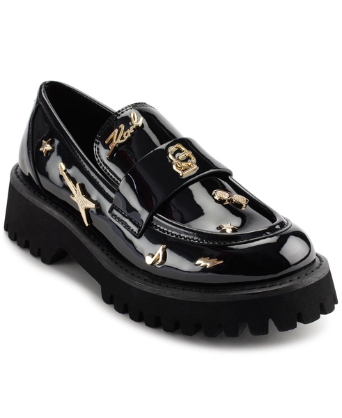 Karl Lagerfeld Paris Women's Avah Studded Faux Patent Leather Loafer