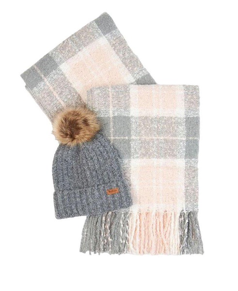 Barbour Saltburn Tartan Scarf & Beanie Knitted Set