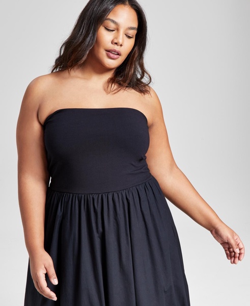 Plus Size Cotton Strapless Bubble Dress, Created for Macy's 