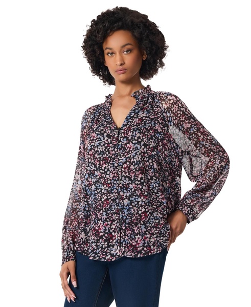 Petite Floral-Print Raglan-Sleeve Peasant Blouse