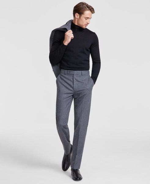 Men's Slim-Fit Gray Solid Wool-Blend Suit Separate Pants