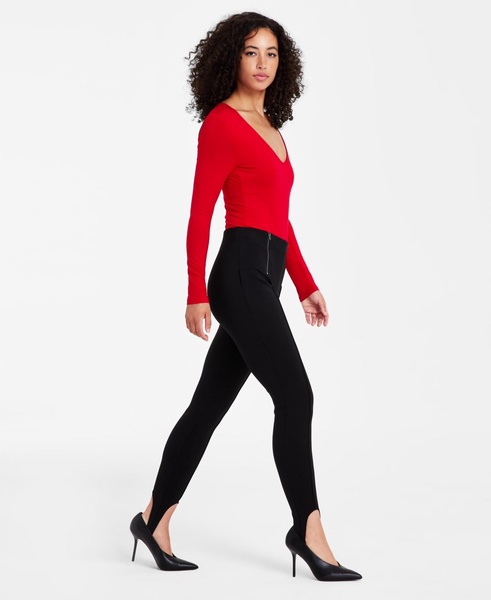 Women's Ponte Stirrup Front-Zip Leggings, Exclusively at Macy's