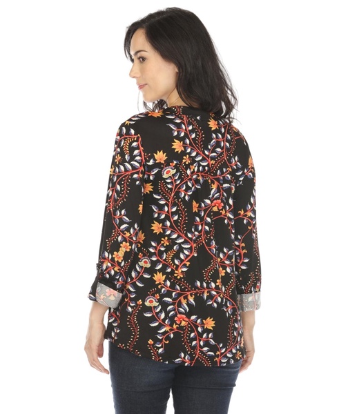 Women's Paisley Button Front Tunic Top