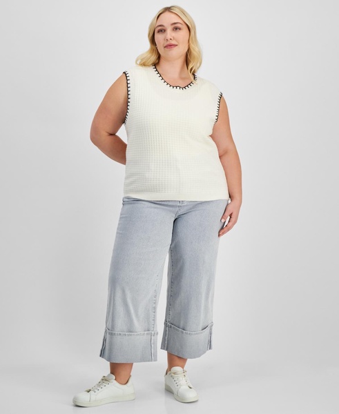 Trendy Plus Size Whip-Stitch Sweater Vest, Exclusively at Macy's 