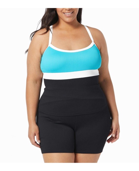 Plus Size Flex Ribbed Tankini Top