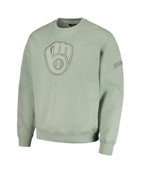 Men's Green Milwaukee Brewers Neutral Drop Shoulder Pullover Sweatshirt