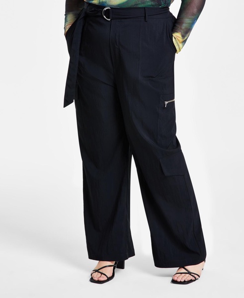 Trendy Plus Size Belted Cargo Pants, Created for Macy's