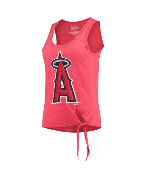 Women's Threads Red Los Angeles Angels Scoop Neck Racerback Side Tie Tri-Blend Tank Top