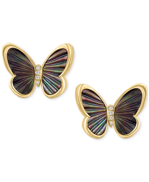 EFFY® Mother of Pearl & Diamond Accent Butterfly Stud Earrings in 14k Gold