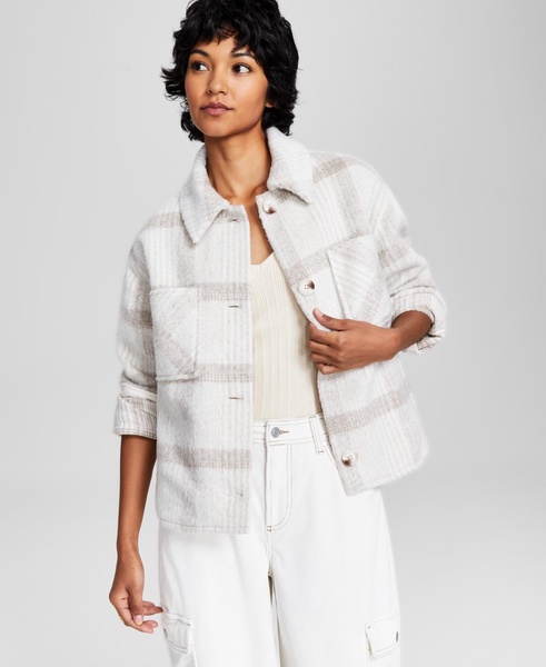 Women's Plaid Drop-Shoulder Jacket, Created for Macy's