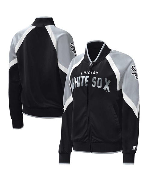 Women's Black Chicago White Sox Touchdown Raglan Full-Zip Track Jacket