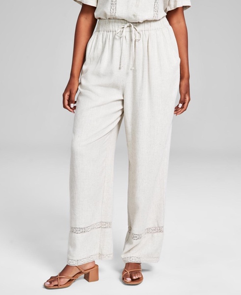 Women's Crochet-Lace-Trim Drawstring-Waist Pants, Created for Macy's