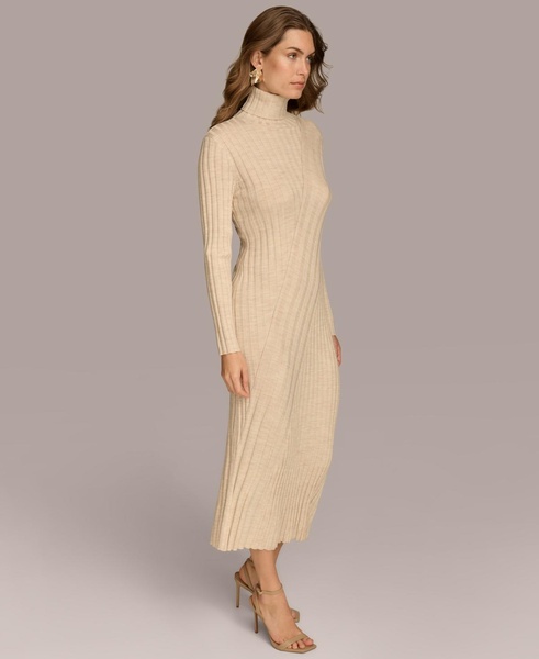 Women's Rib Knit Turtleneck Sweater Dress