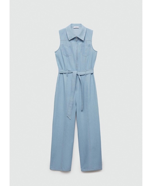 Women's Belted Denim Jumpsuit