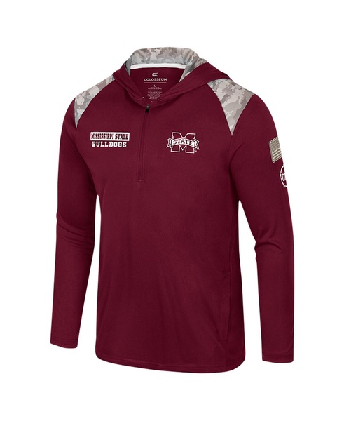 Men's Maroon Mississippi State Bulldogs OHT Military Appreciation Quarter-Zip Hoodie Jacket