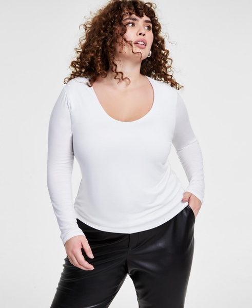 Trendy Plus Size Long-Sleeve Top, Created for Macy's