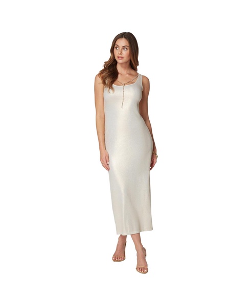 Women's Foil Rib Tan Maxi Dress