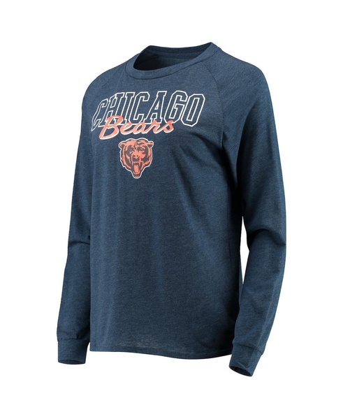 Women's Navy Chicago Bears Meter Knit Long Sleeve Raglan Top and Shorts Sleep Set