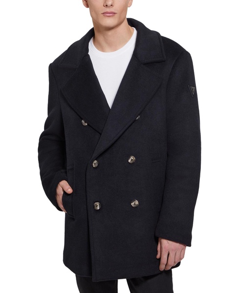 Men's Peacoat with Removable Nylon Hooded Inset