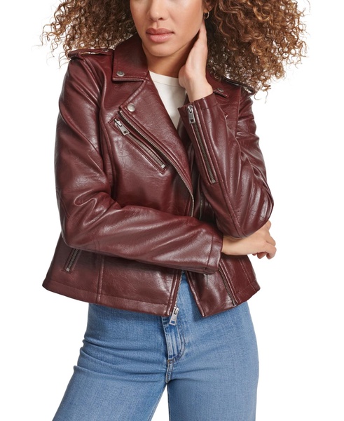 Women's Classic Faux Leather Asymmetrical Moto Jacket