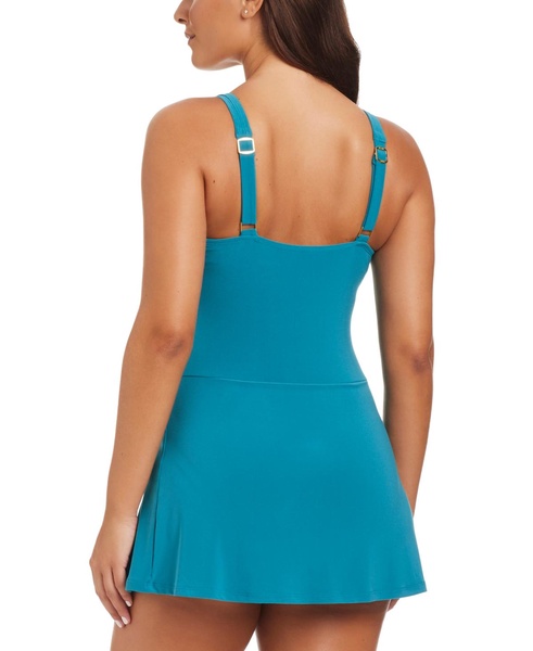 Women's Grommet-Detail Square-Neck Swim Dress