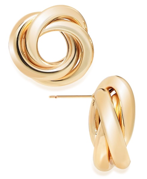 Silver, Gold Plated Brass Interlocking Stud Earring