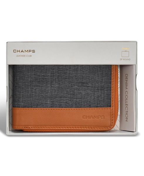 Men's Denim Collection Leather Zip Around Wallet